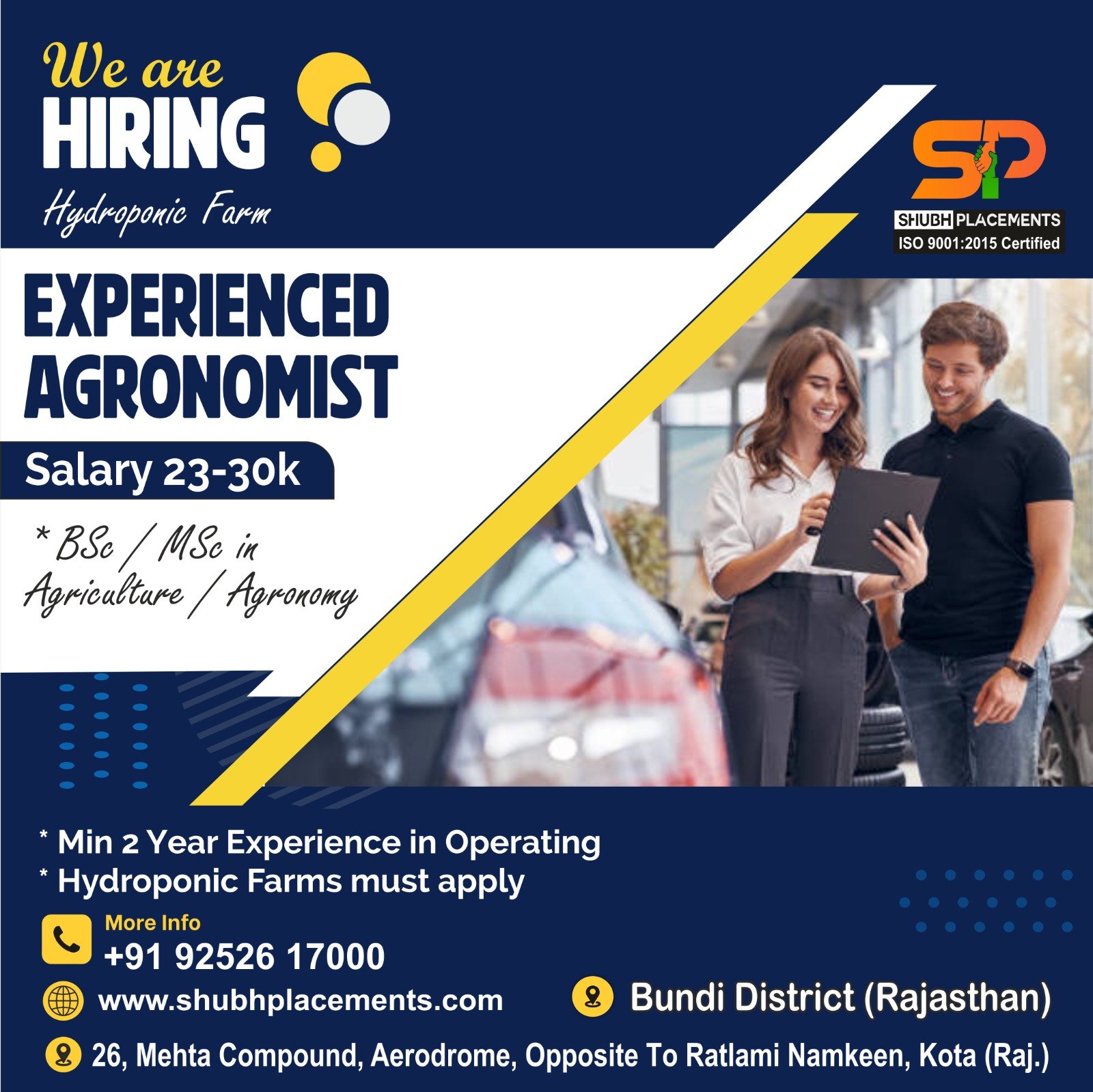 Experienced Agronomist – Hydroponic Farming